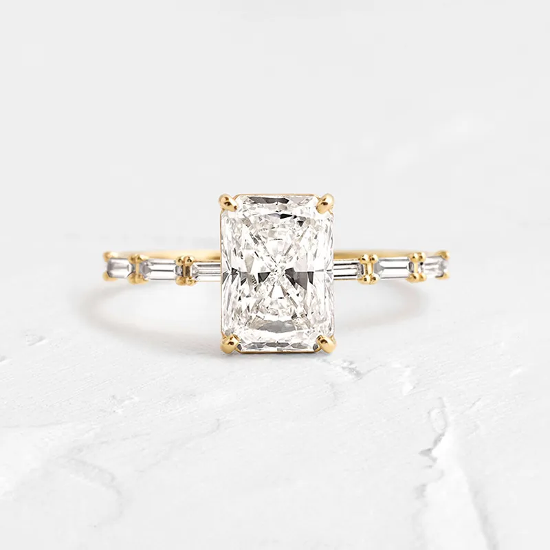 S925 Sterling Silver Radiant Cut Zirconia Ring 18K Gold Plated Emerald Cut Geometric Minimalist Finger Ring For Women