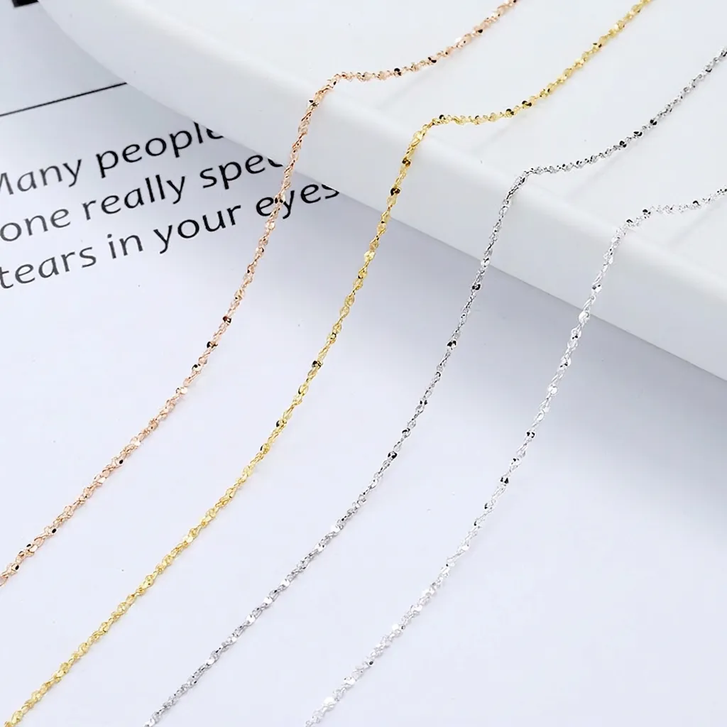 925 Sterling Silver Gypsophila Chain Necklace For Women Sparkling Twisted Single Chain Adjustable S925 Minimalist Jewelry