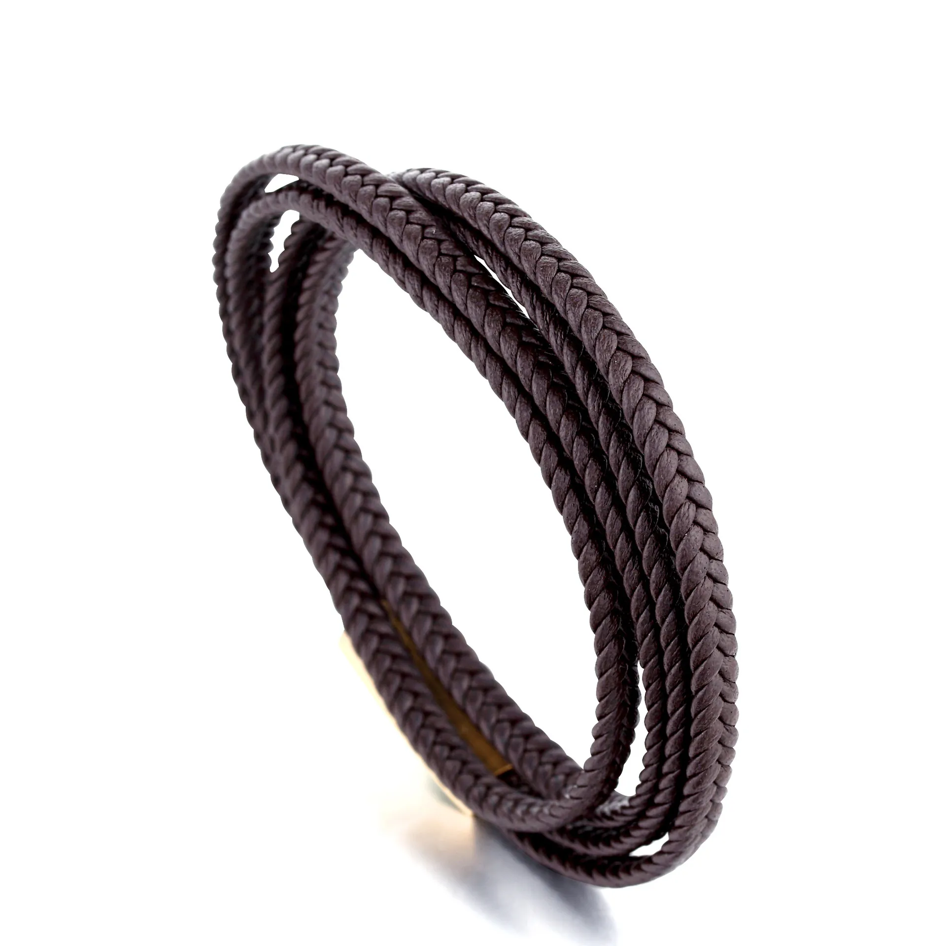 Bracelet pour Homme en Cuir Tressé Multi-couches Avec Fermoir Magnétique en Acier Inoxydable Bracelet en Corde de Cuir Tressé à la Main