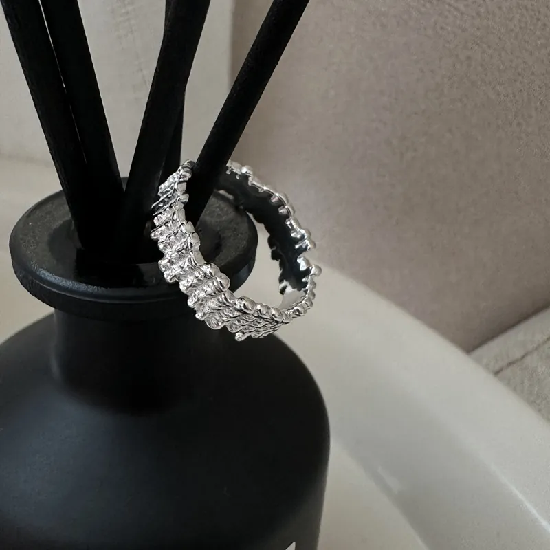 S925 Sterlingsilber Offener Ring Für Damen Minimalistisch Koreanischer Stil Geschmolzene Textur Unregelmäßiges Geometrisches Band Modeschmuck Geschenk
