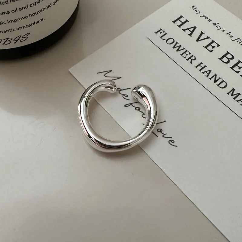 S925 Sterlingsilber Unregelmäßiger Stromlinienform Offener Ring Für Damen Minimalistisch Koreanischer Stil Verstellbarer Ring Schmuck