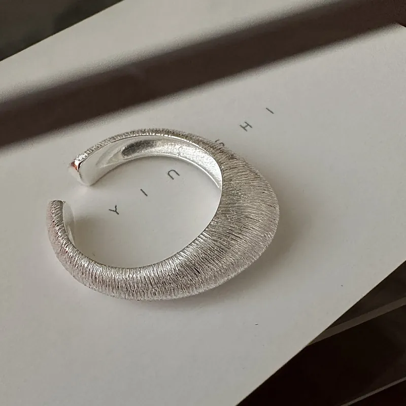 925 Sterlingsilber Ring Handgefertigte Goldschnitzerei Unregelmäßiger Breiter Verstellbarer Offener Ring Für Damen Vintage Schmuck
