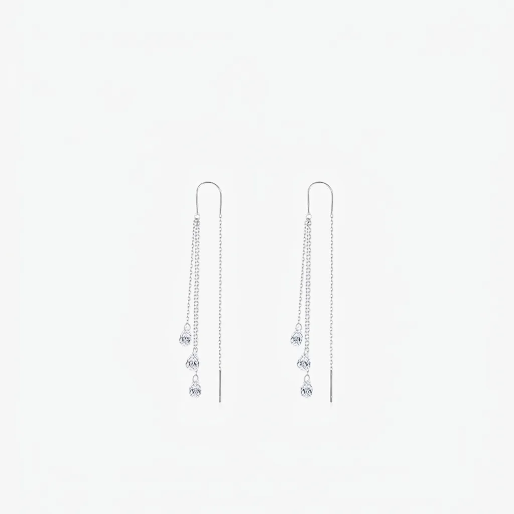 Boucles d'Oreilles En Argent Sterling 925 Avec Zircone Enfileur Minimaliste Longue Goutte De Pompon Boucles d'Oreilles Pour Femmes