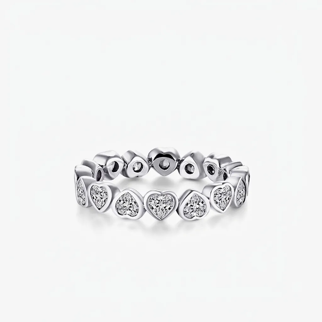 Bague Éternité en Argent Sterling 925 Cœur Zirconia pour Femmes Bague de Doigt Empilable Romantique Mariage Fête Bijoux Cadeau