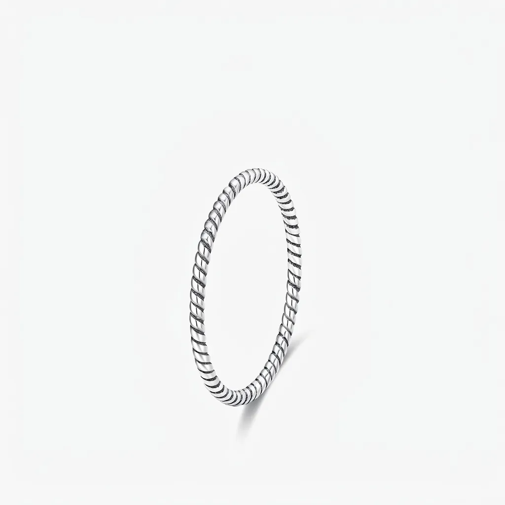 925 Sterling Silver Minimalist Twisted Rope Ring For Women Retro Fine Twist Thin Band Finger Ring Stackable Daily Jewelry Gift