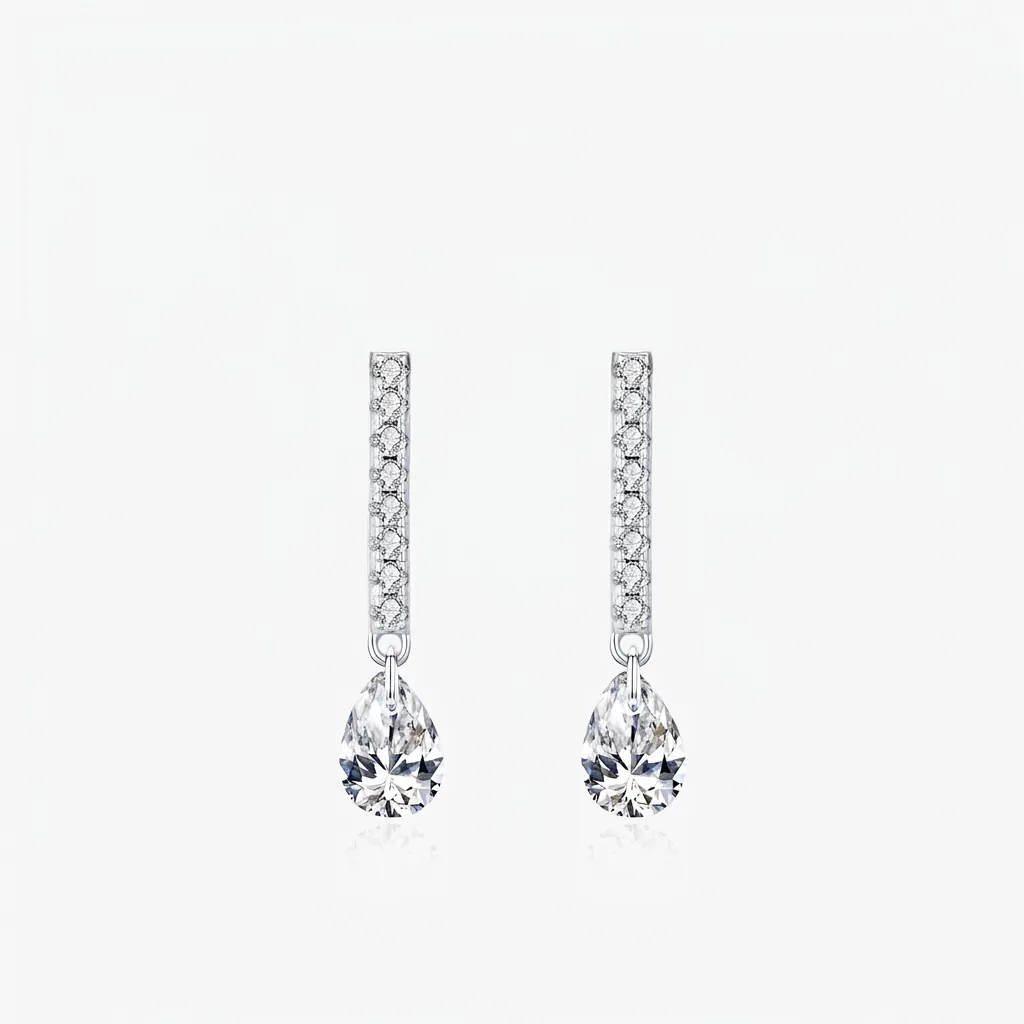 Boucles d'Oreilles Pendantes Goutte d'Eau en Argent Sterling 925 Avec Tige en Argent Sterling 925 Zirconia Femme