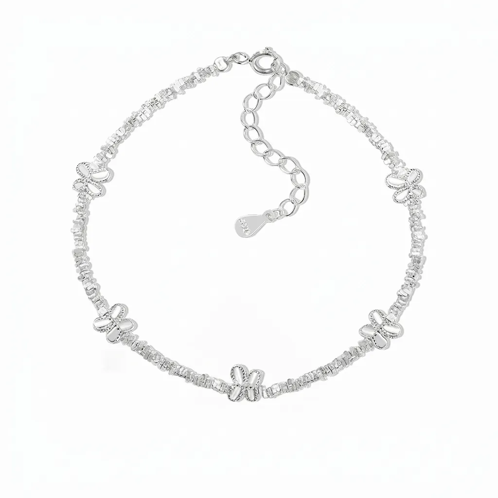 S925 Sterling Silver Butterfly Bracelet For Women Dainty Textured Chain Adjustable Fresh Sweet Forest Style Hand Jewelry