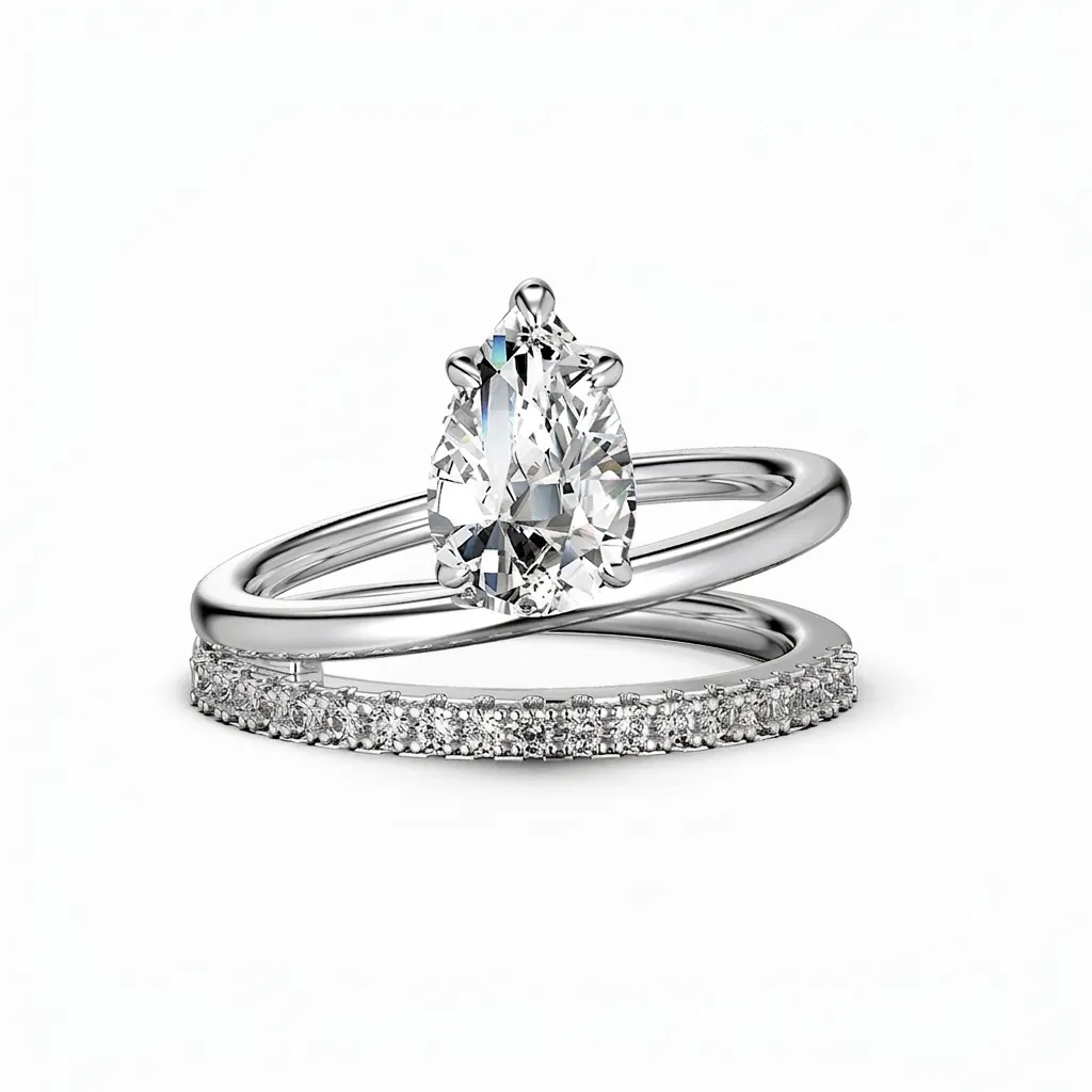 S925 Sterling Silver Teardrop Stacking Ring Set For Women Pear Shaped Zirconia Engagement Wedding Band Fashion Jewelry