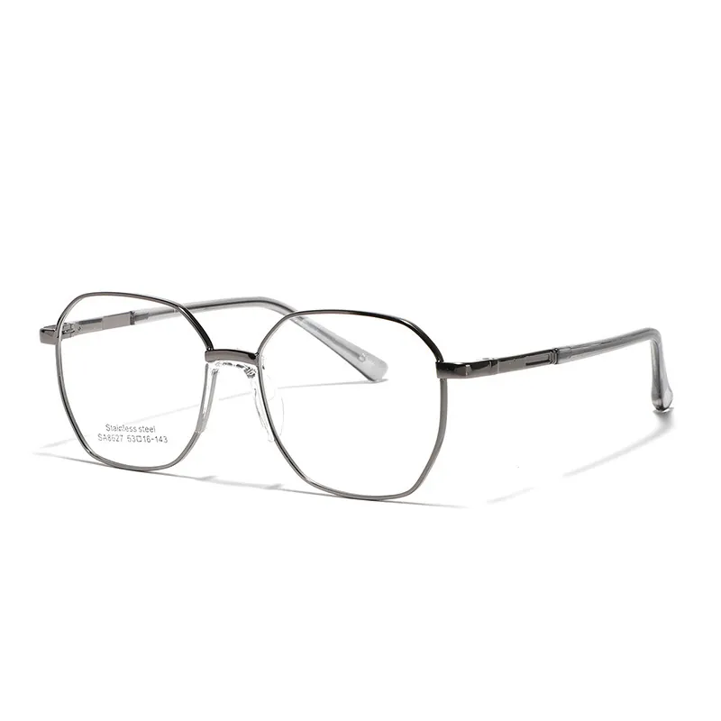 Polygon Saddle Nose Bridge Stainless Steel Optical Glasses Frame For Women Metal Square Fashion Eyewear No Lens