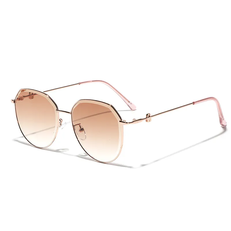 Retro Polygon Metal AC Lens Sunglasses For Women Men Fashion UV400 Gradient Lens Lightweight Outdoor Thin Leg Eyewear