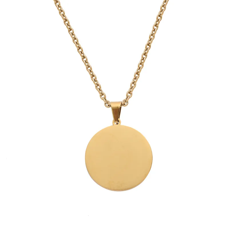 Collana con Pendente a Piastra Rotonda Liscia in Acciaio Inossidabile Minimalista per Uomo Donna Gioielli Lucidi