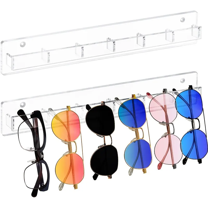 Modern Acrylic Wall Mounted Sunglasses Organizer Rack Transparent Glasses Display Holder For Home Office Storage Decor
