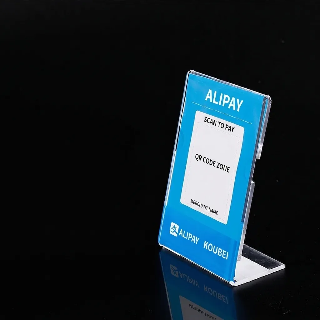 Acrylic Sign Holder L-Shaped Clear Display Stand For Desk Payment QR Code Table Card Desktop Information Stand