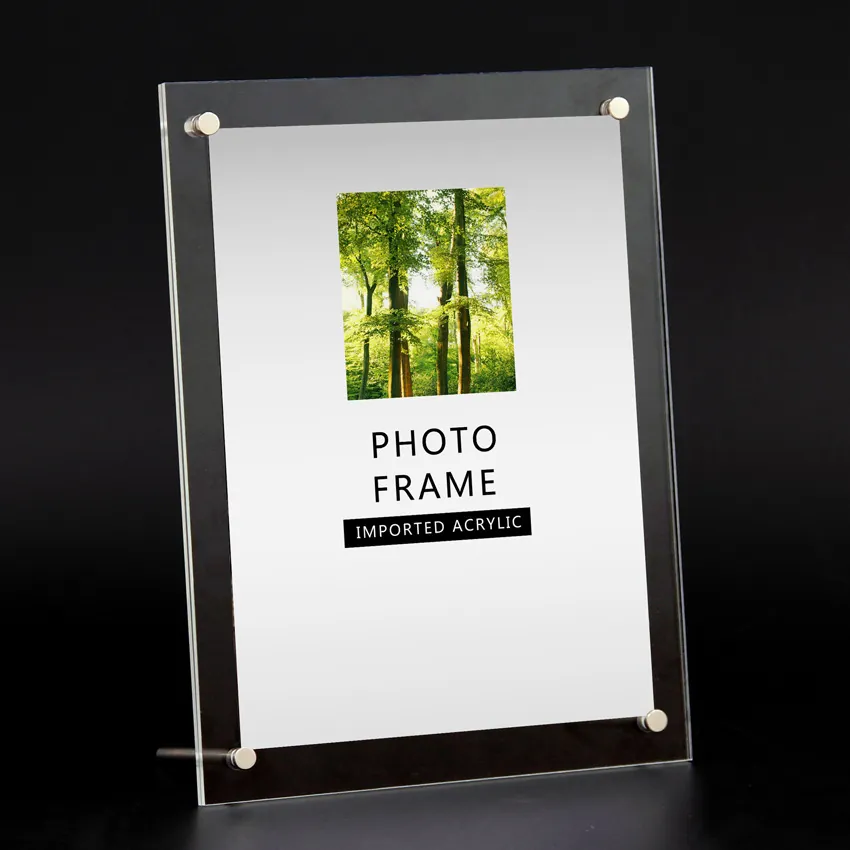 Transparent Acrylic Photo Frame A4 A3 Certificate Award Display Stand Crystal Clear Document Holder With Metal Standoffs