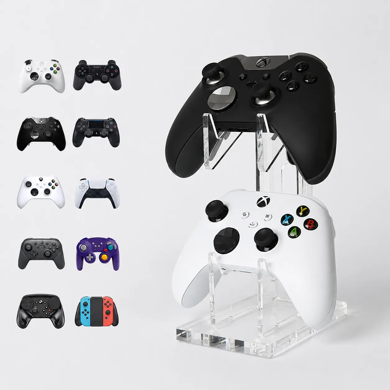 Universal Doppelstöckiger Acryl Game Controller Ständer Desktop Display Rack Für Controller Und Headsets Modern Gaming Zimmer Organizer