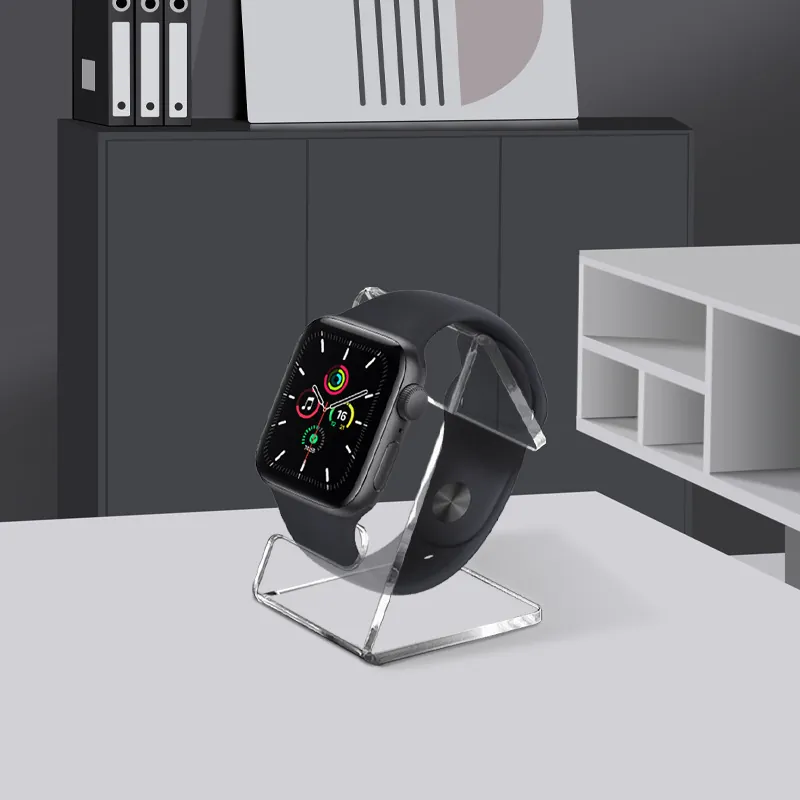 Clear Acrylic Watch Display Stand Minimalist Transparent L-Shaped Watch Holder Jewelry Showcase Desktop Organizer For Home Store
