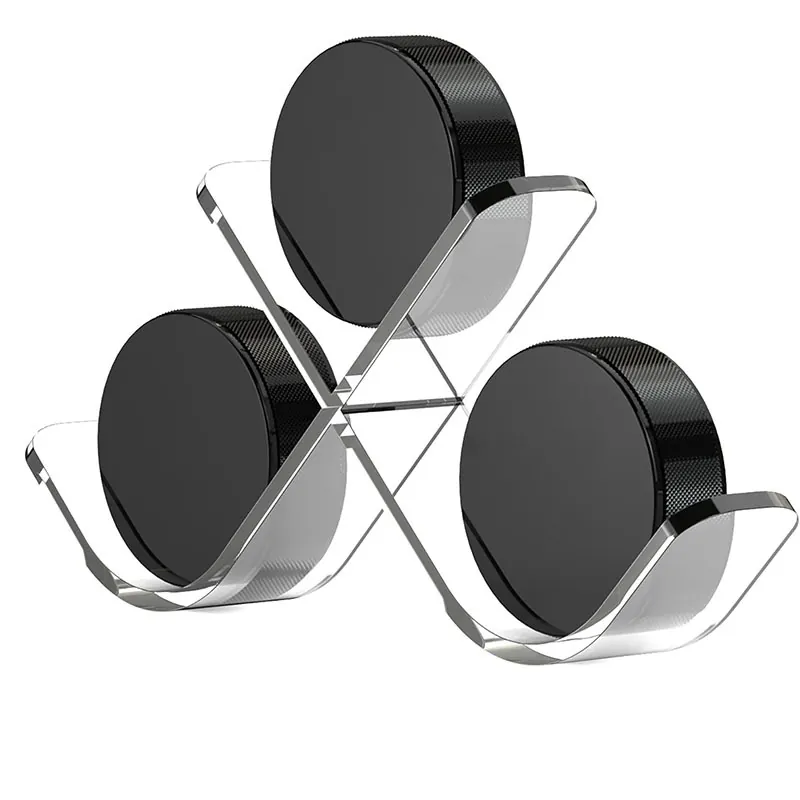 Clear Acrylic Triple Hockey Puck Display Stand X-Shaped Holder Modern Desktop Storage Rack For Souvenirs Memorabilia Gifts