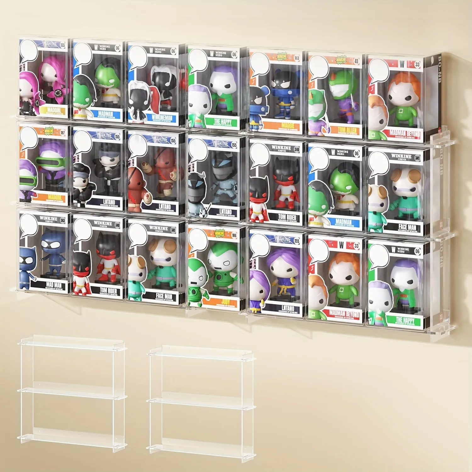 Acrylic Floating Wall Shelves For Collectible Boxes Transparent Figure Display Case 3 Tier Wall Mounted Storage Rack Home Decor