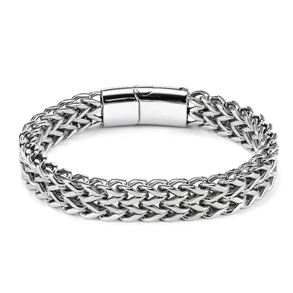 Bracelet Chaîne Franco en Acier Titane Tendance pour Hommes Minimaliste Poli en Acier Inoxydable Hip Hop Bijoux Cadeau Ami