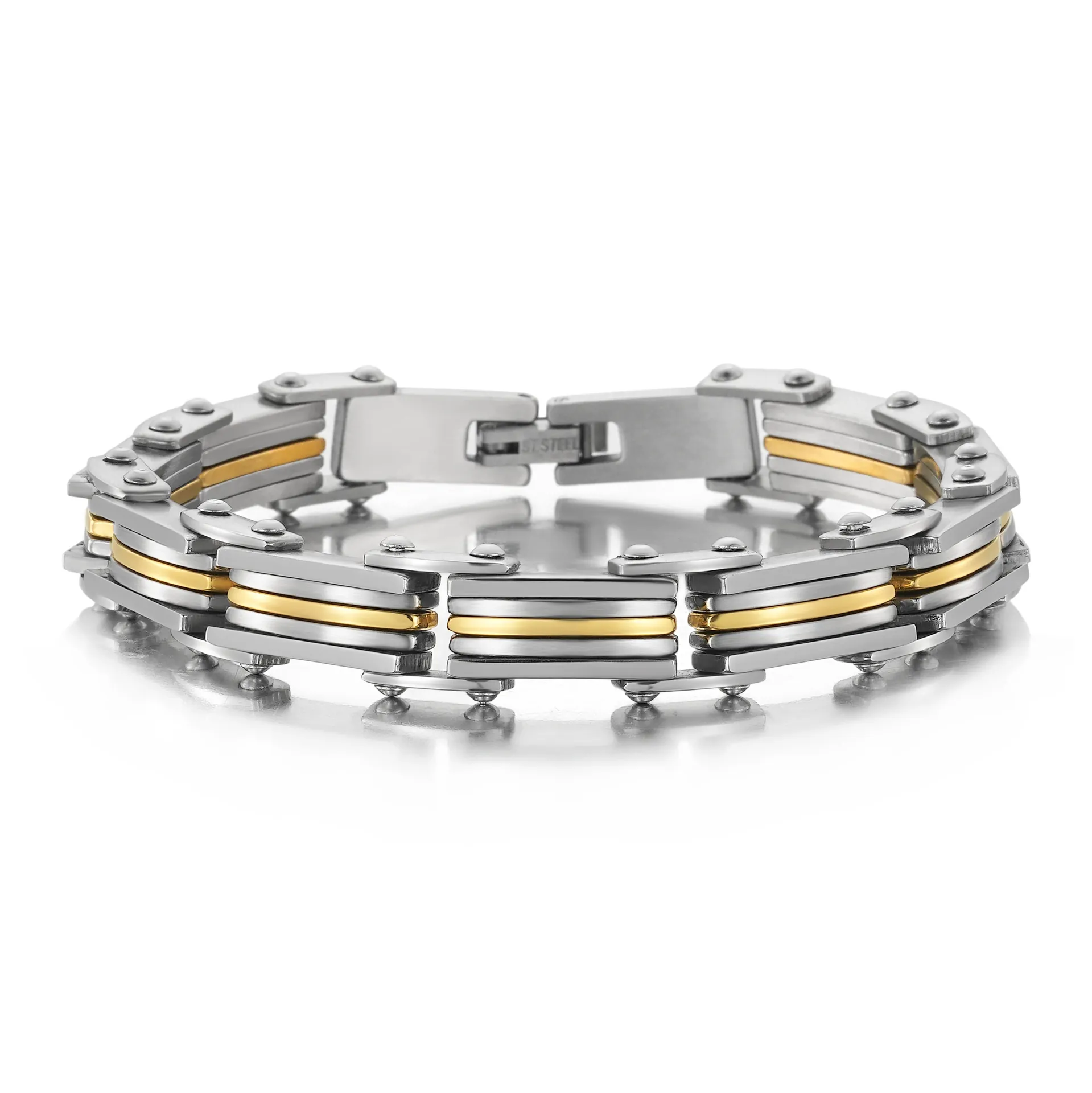 Men's Personalized Layered Stainless Steel Bracelet Industrial Mechanical Link Chain Trendy Hand Jewelry Bracelet Gift