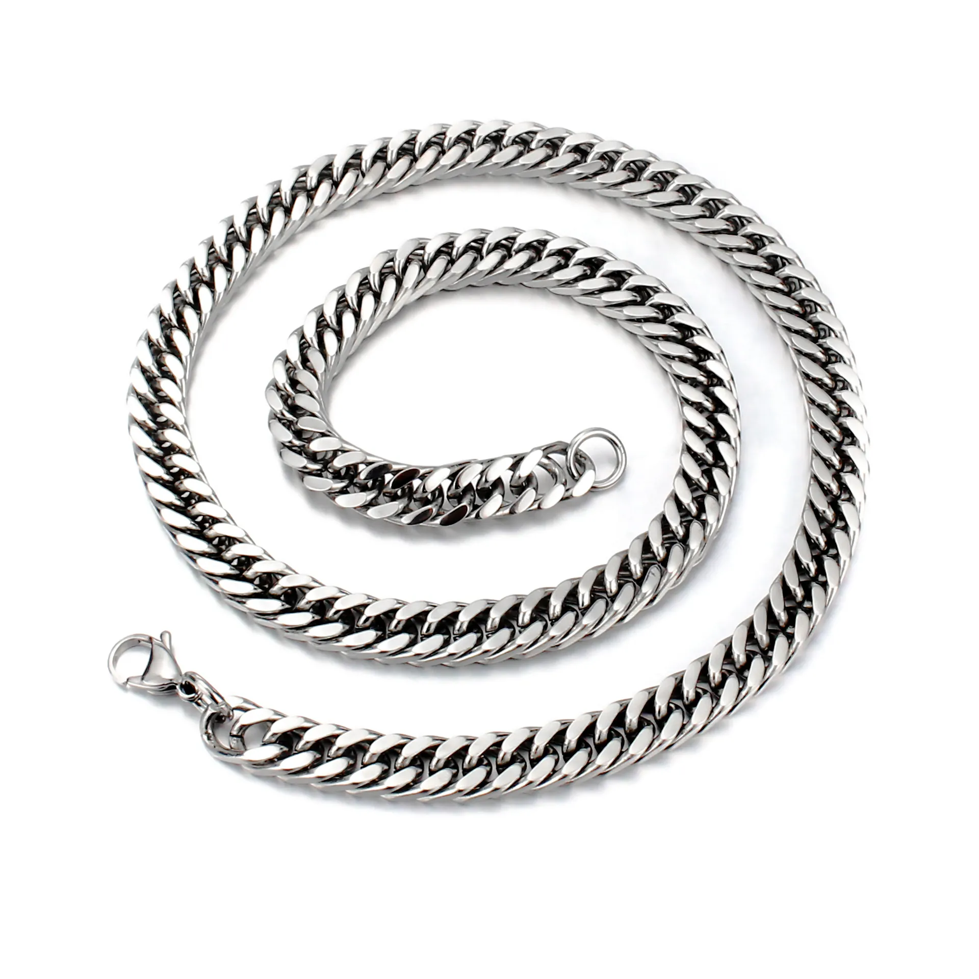 Men Titanium Steel Bold Cuban Link Chain Necklace Polished Stainless Steel Curb Chain Hip Hop Punk Jewelry Gift For Men