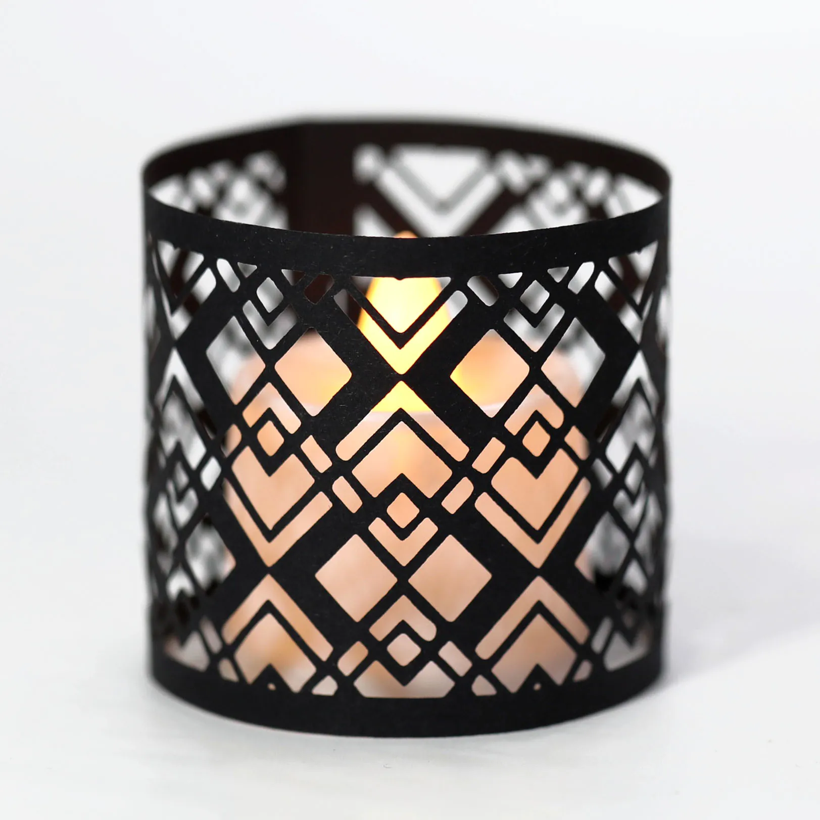 Geometric Hollow Out Paper Lampshade For LED Tealight Electronic Candle Decorative Wrap For Birthday Wedding Party Celebration Home Decor
