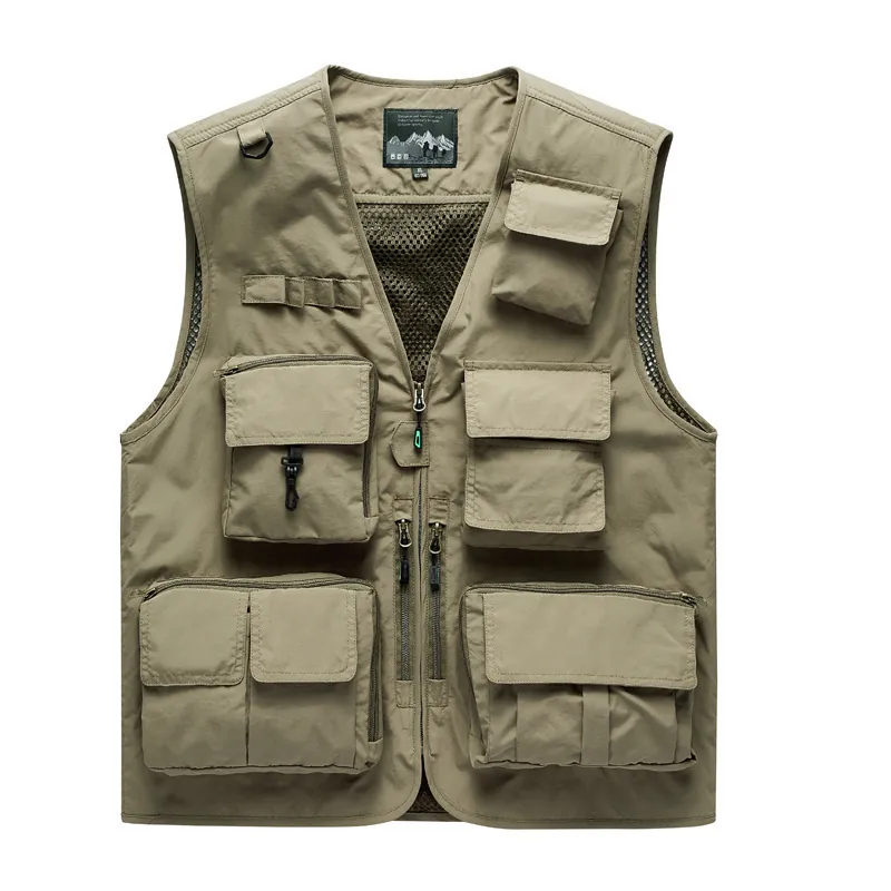 Men's Multi-pocket Outdoor Cargo Vest Lightweight Breathable Mesh Lining Fishing Waistcoat Photography Jacket Sleeveless Top