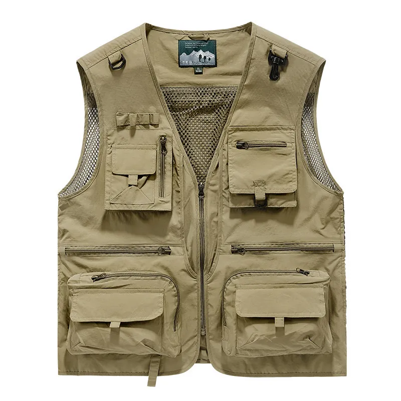 Men's Outdoor Multi-Pocket Fishing Vest Mesh Quick Drying Sleeveless Jacket Casual Workwear Waistcoat For Photography