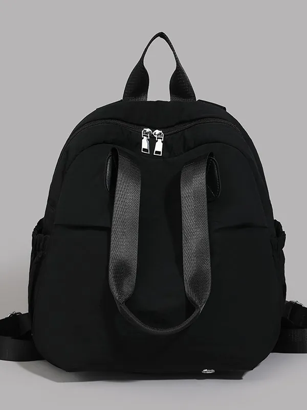 Women Large Capacity Nylon Fashion Backpack Multifunctional Pleated Tote Bag Lightweight Water Repellent Shoulder Bag For Travel