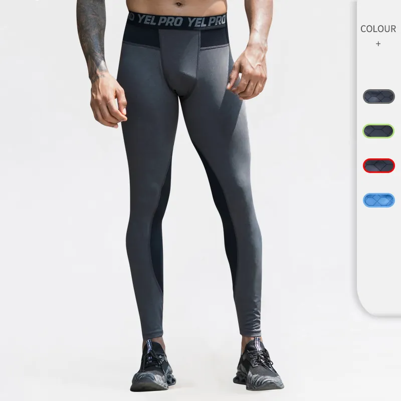 Men Pro Quick Dry Compression Pants Sports Tights High Elasticity Breathable Fitness Training Leggings Outdoor Running Gym Pants