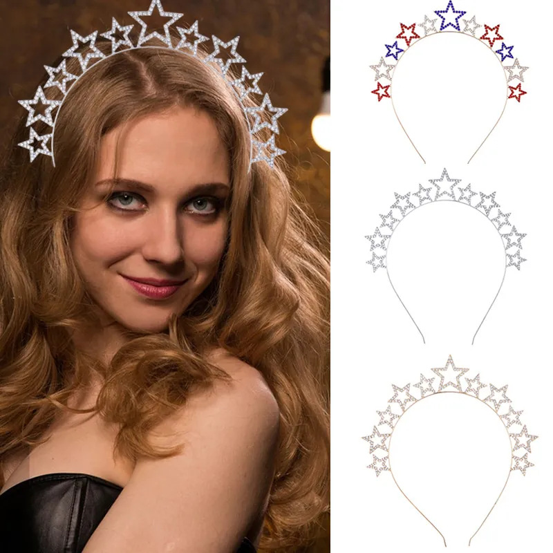 Rhinestone Star Headband Zinc Alloy Starry Hair Hoop For Party Celebration Fashion Star Headpiece Women Hair Accessories