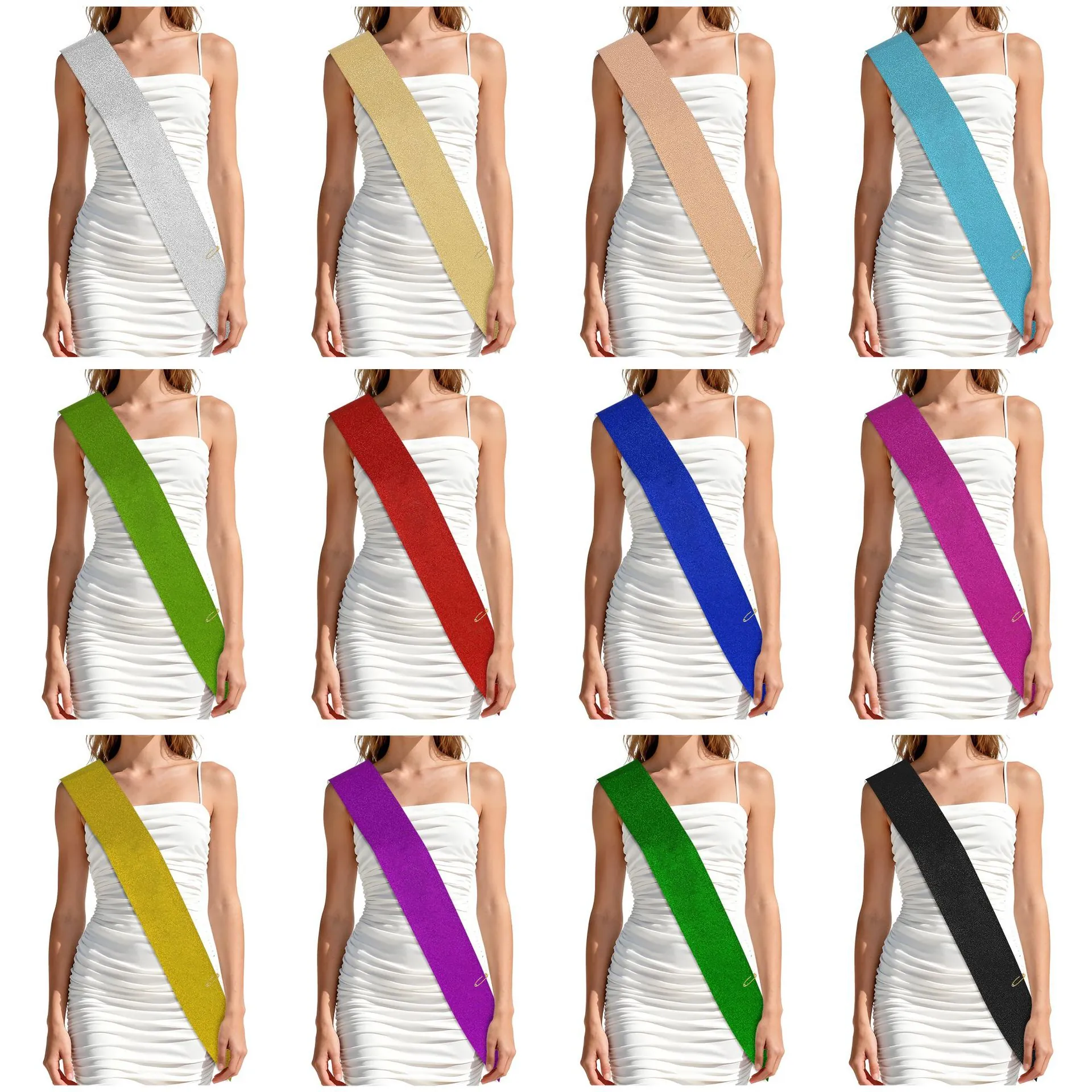 Écharpe Pailletée Vierge Pour DIY Personnalisée Fête Anniversaire Mariage Cérémonie Remise Diplômes Écharpe Polyester