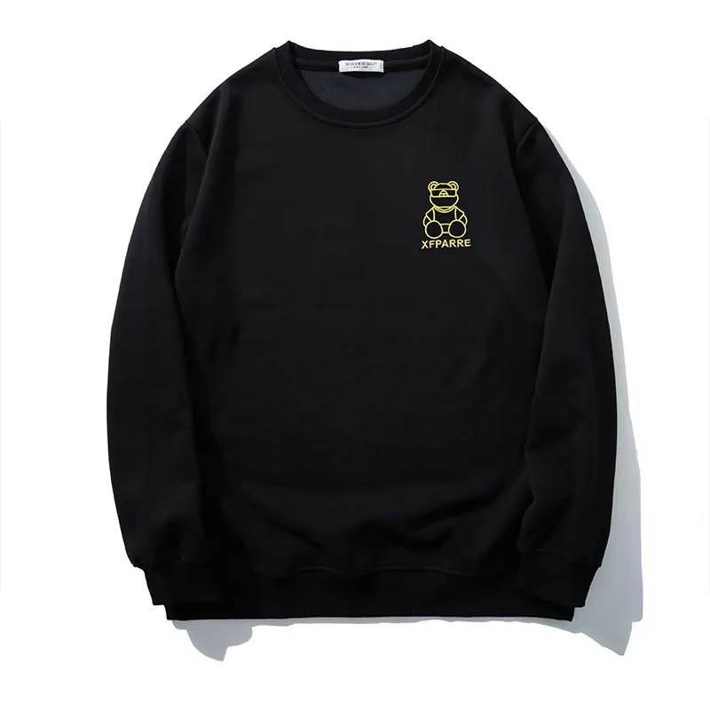 Men's Plus Size Cotton Blend Sweatshirt Suit Bear Embroidery Rhinestone Pullover Long Sleeve Casual Sportswear Sweatpants