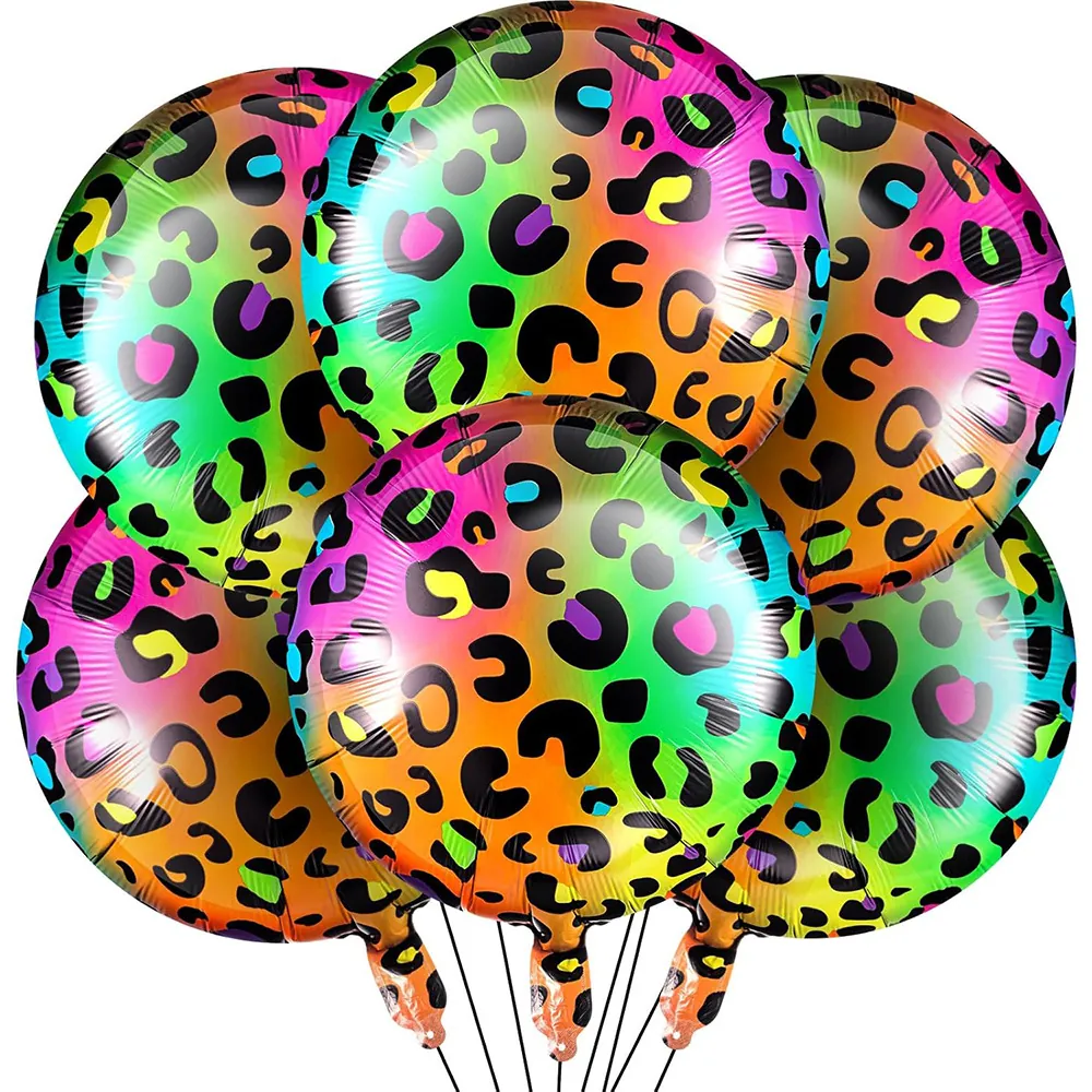 18 Inch Round Aluminum Foil Balloon Colorful Rainbow Leopard Print For Party Atmosphere Layout Celebration Decoration