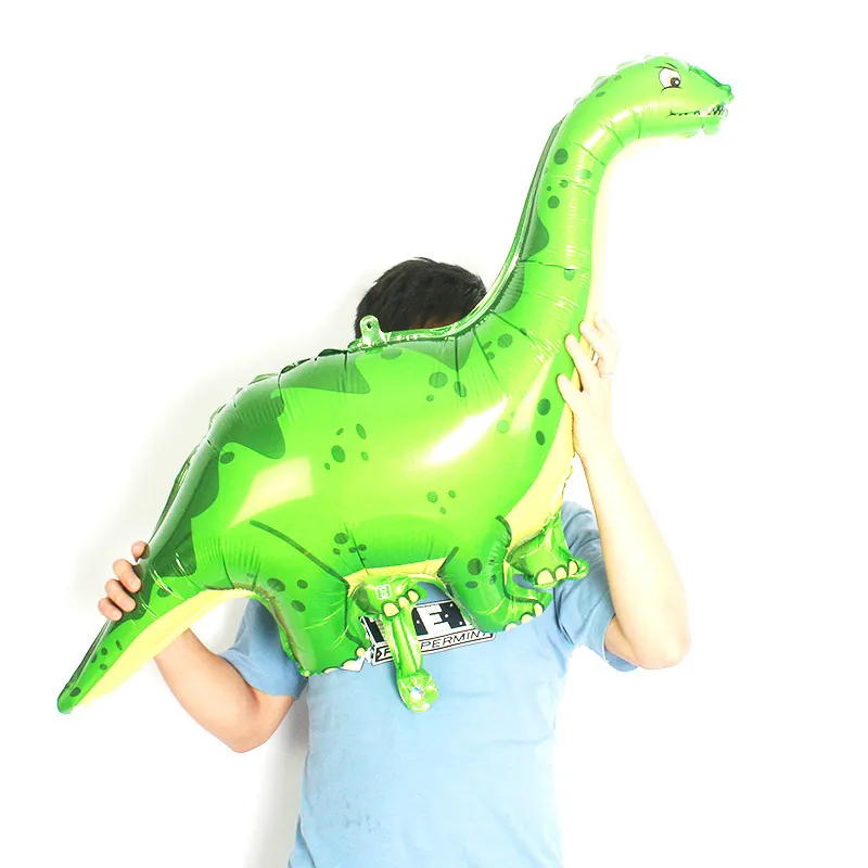 Large Green Long Necked Dinosaur Foil Balloon Cartoon Animal Shaped Mylar Balloons For Kids Birthday Party Decoration