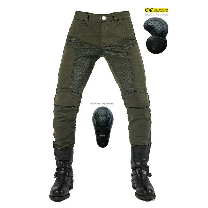 Pantalon de Moto pour Hommes Respirant en Mesh Blindé Pantalon de Protection Mélange de Coton Été Cyclisme en Plein Air
