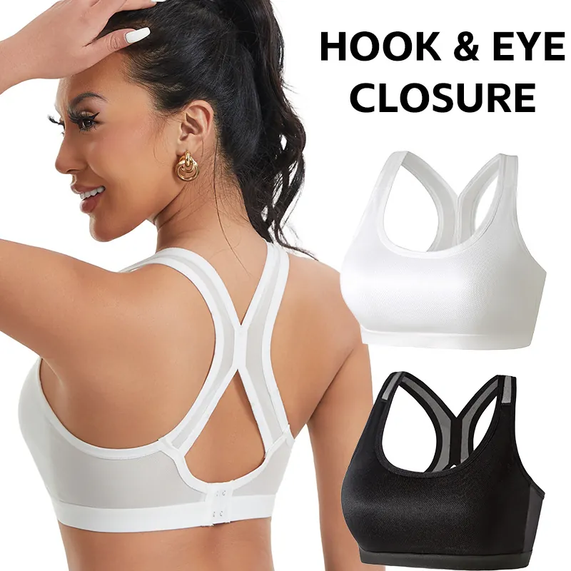 Women Wireless Push-up Sports Bra Shockproof Racerback Mesh Yoga Vest Breathable Quick Dry Fitness Active Top