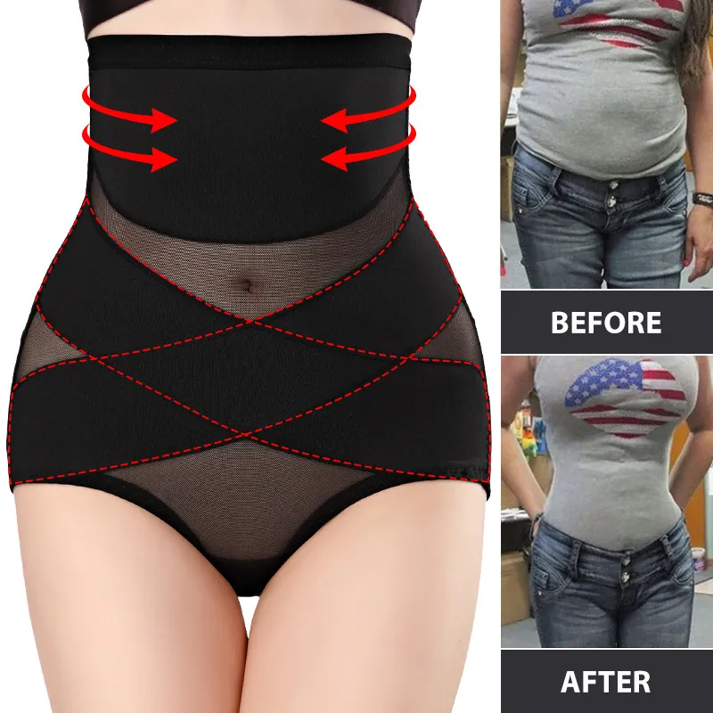 Gaine Culotte Haute pour Femme Contrôle du Ventre Remonte Fesses Maillage Respirant Épissage en Polyester Minceur Pantalon