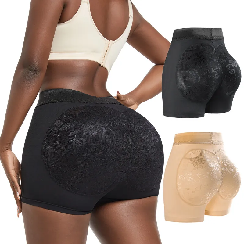 Damen High Waist Bauchkontrolle Po-Lift Formende Unterwäsche Mit Polstern Nahtlose Body Shaper Spitze Gepolsterte Unterwäsche