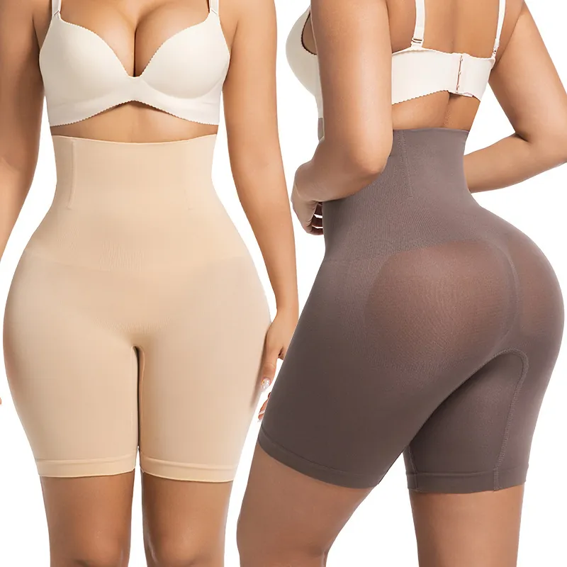Shapewear Taille Haute pour Femmes Sans Couture Short de Levage des Fesses Amincissant les Cuisses avec 4 Baleines en Acier