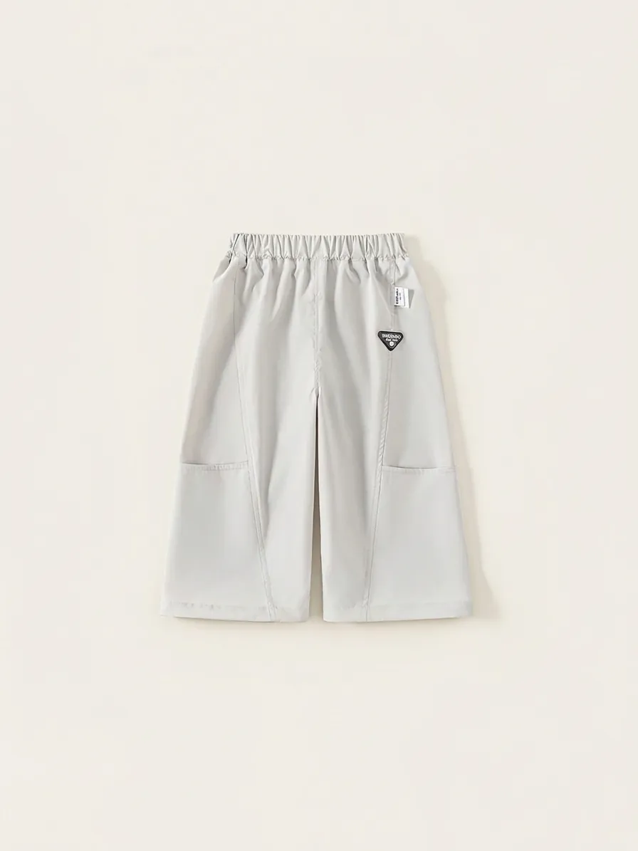Kids Girls Cargo Pants Polyester Solid Color Minimalist Wide Leg Straight Trousers For Daily Casual Spring Autumn Wear