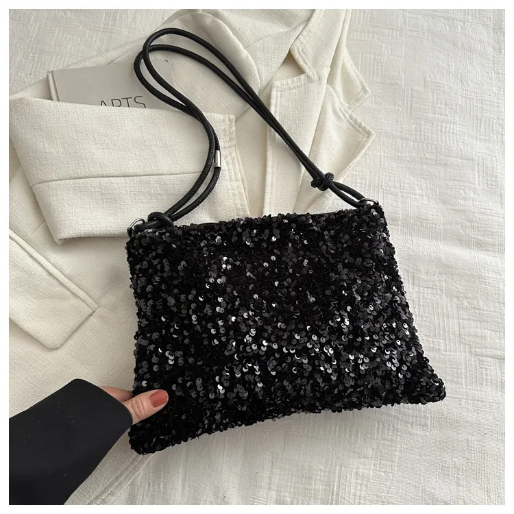 Sparkly Sequined Shoulder Bag For Women Glitter Underarm Handbag For Party Evening Daily Simple Elegant Shiny Hobo Bag