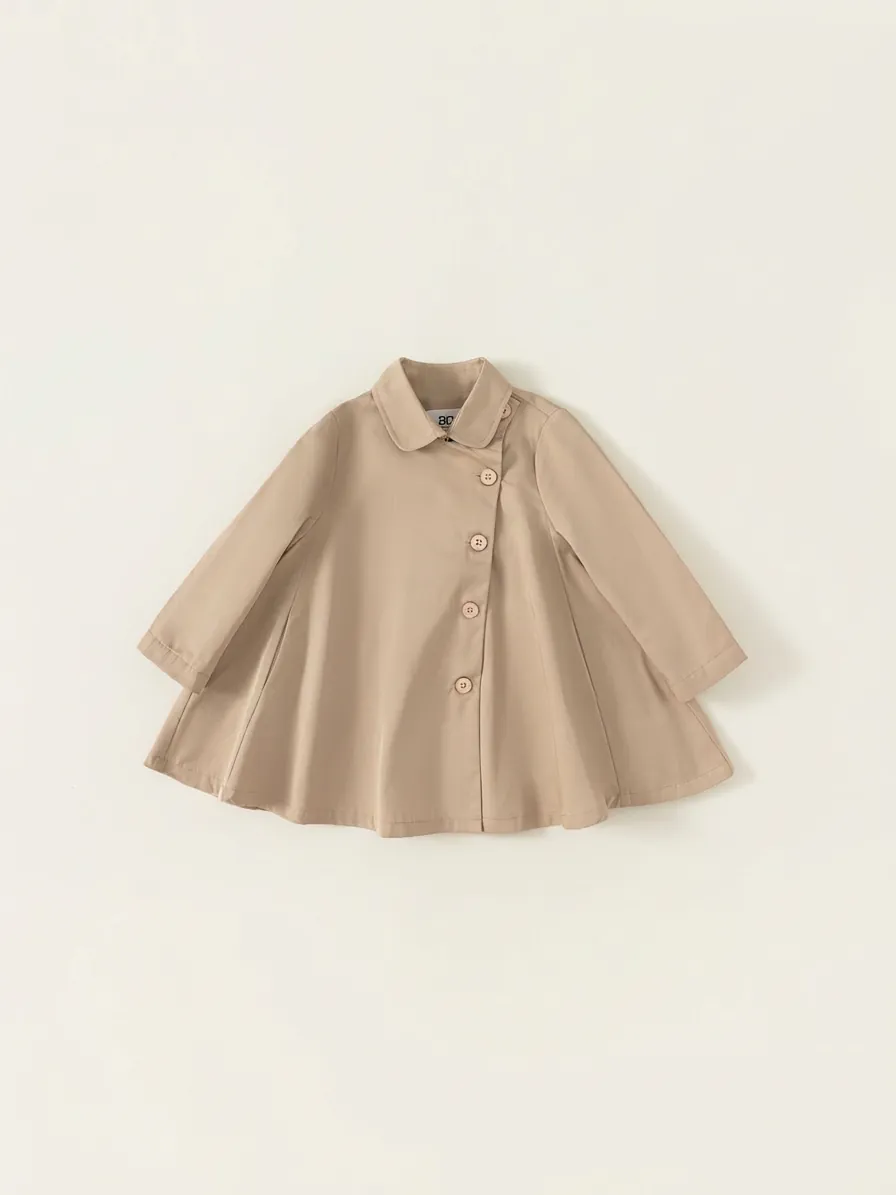 Girls A-Line Trench Coat Kids Poncho Style Windbreaker Khaki Cotton Blend Jacket Mid-Long Spring Autumn Fashion Outerwear
