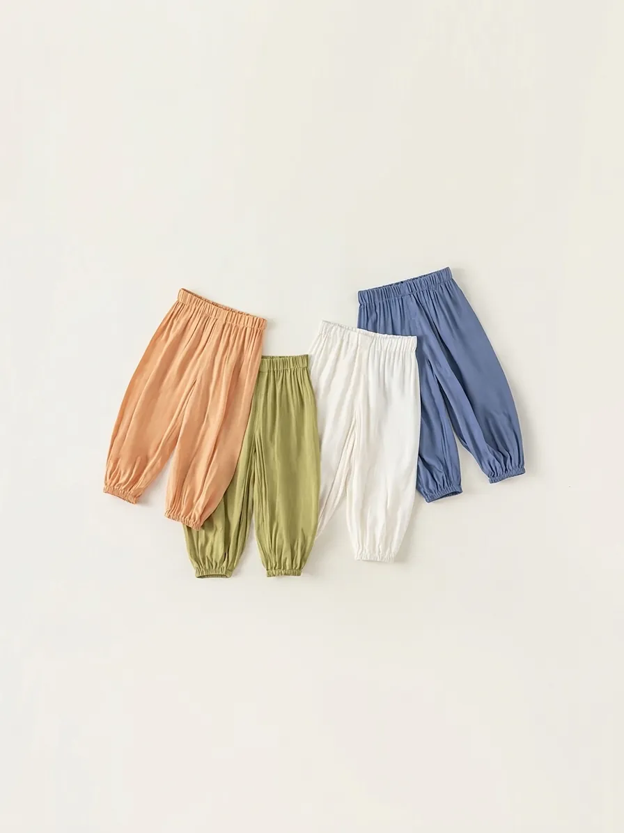 Kids Mosquito Pants Viscose Lightweight Breathable Lantern Pants For Toddler Boys Girls Casual Summer Solid Color Long Trousers