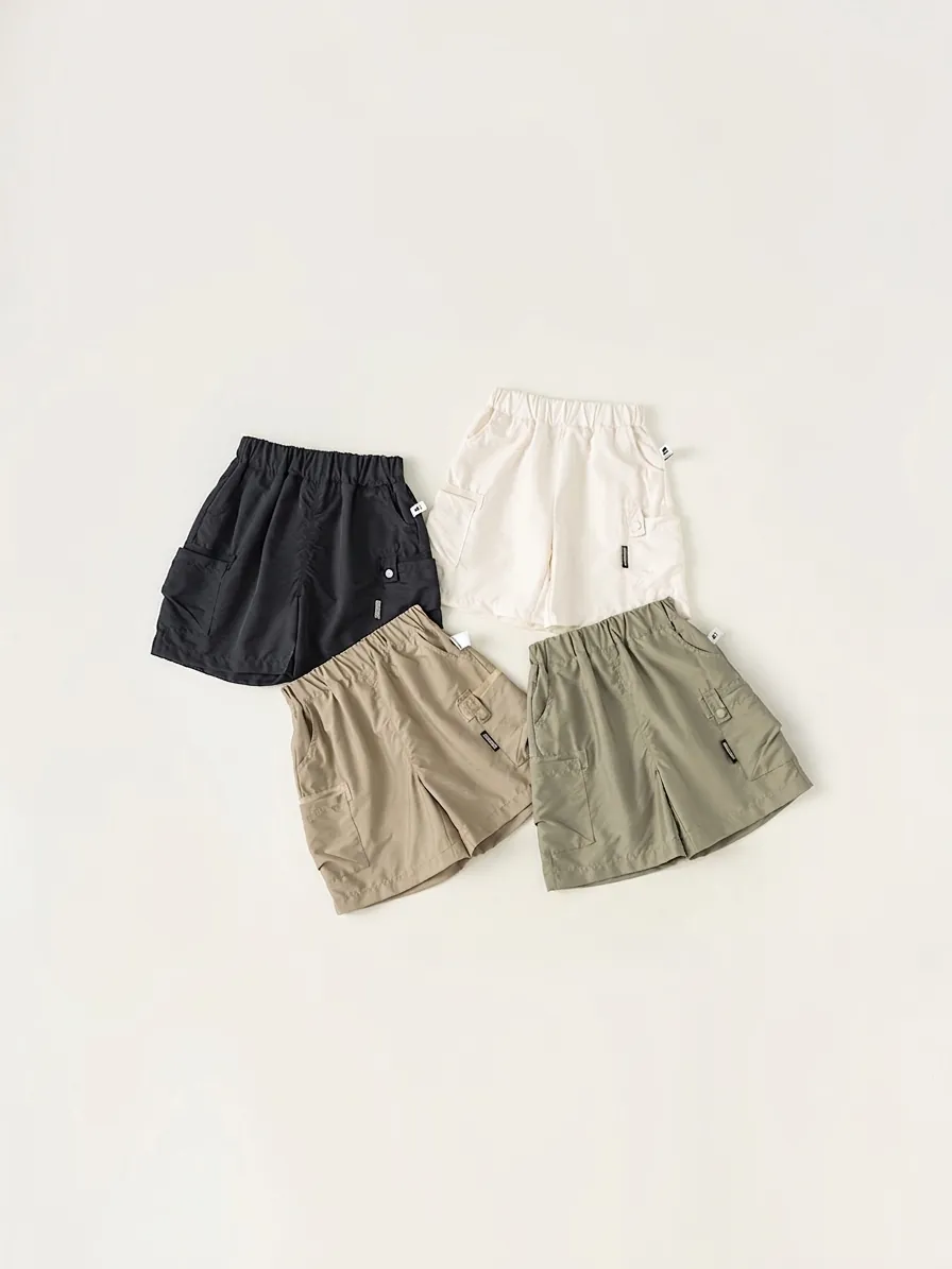 Jongens Casual Cargo Shorts Zomer Losse Elastische Taille Outdoor Shorts Lichtgewicht Nylon Polyester Mix Kinderen Zakken Shorts