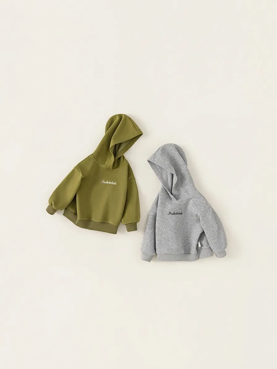 Jungen Casual Kapuzenpullover Baumwollmischung Buchstaben Stickerei Langarm Hoodie Für Kinder Frühling Herbst Mode Oberteil