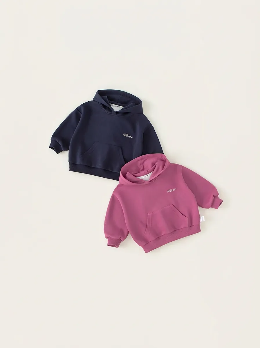 Kids Hooded Sweatshirt Letter Embroidery Cotton Blend Long Sleeve Pullover Hoodie For Boys Girls Autumn Spring Casual Top