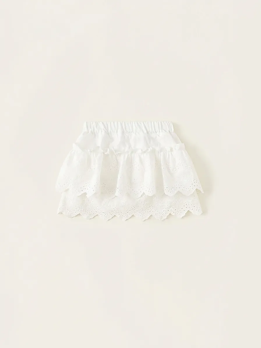 Gonna in Pizzo Bianco Dolce per Bambina Gonna Estiva in Cotone a Balze con Volant per Bambini Piccoli Gonna per Feste
