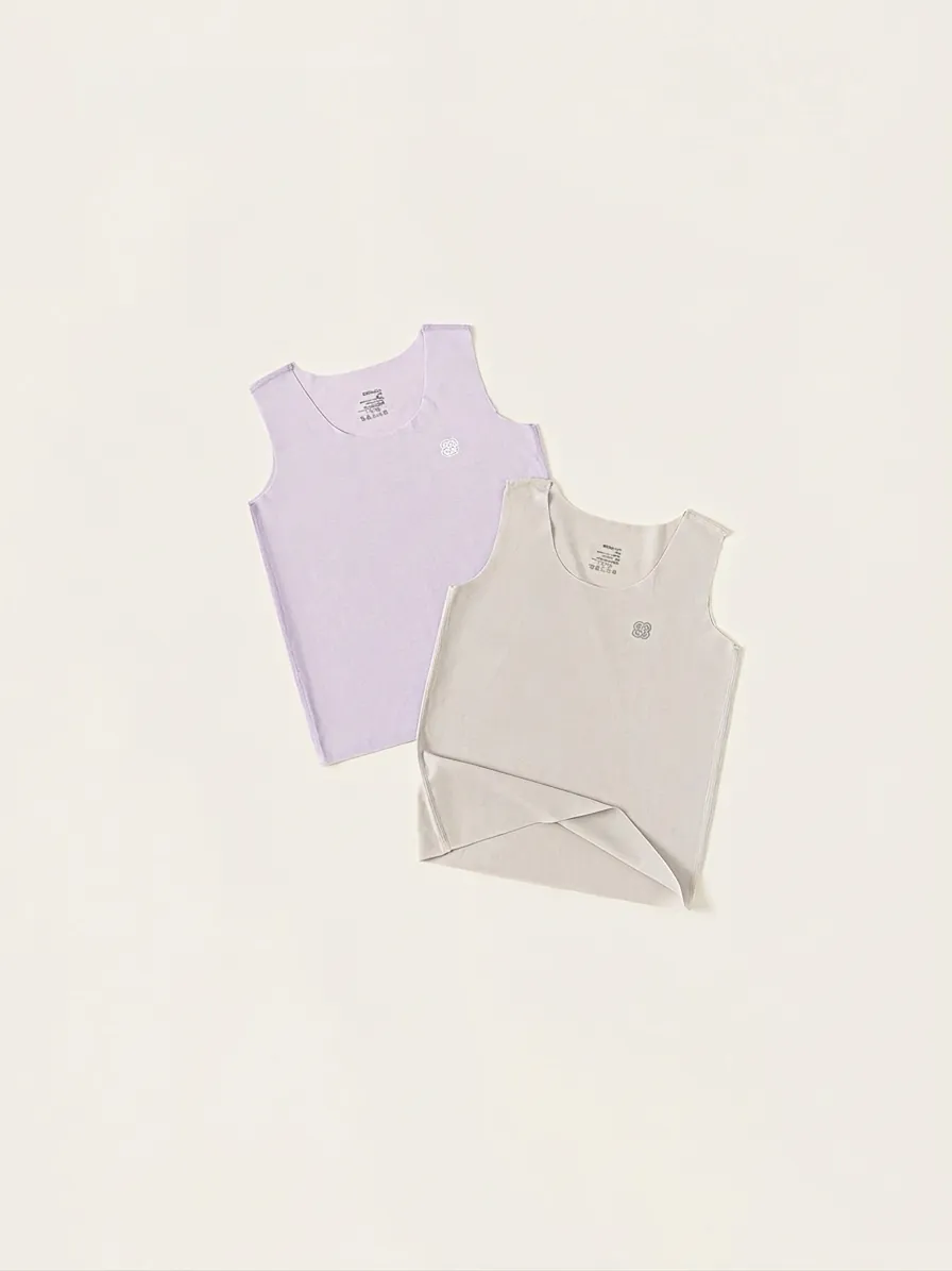 Débardeur pour Enfants Sans Manches Minimaliste Mélange Lyocell Coton Couleur Unie Col Rond Gilet d'Été pour Garçons Filles