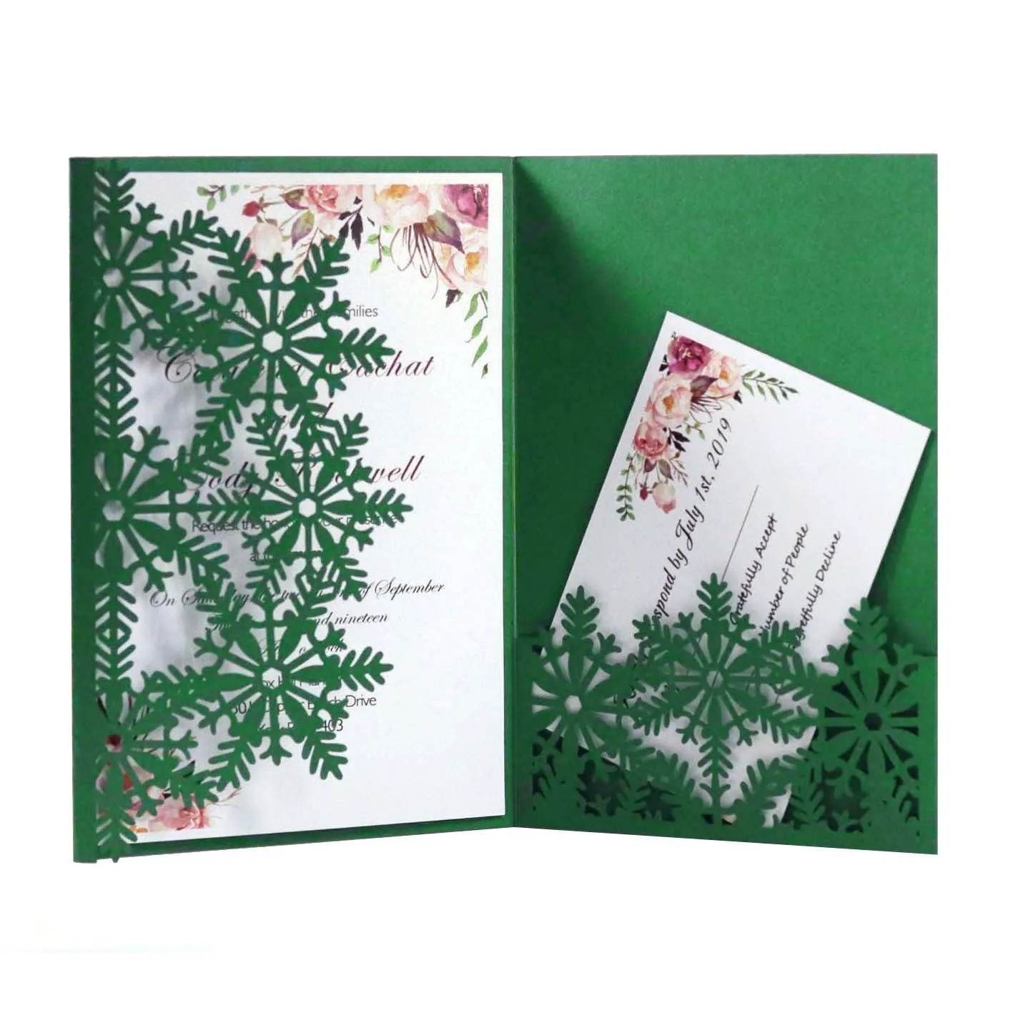 Elegant Laser Cut Snowflake Greeting Cards Pearlescent Paper Hollow Invitation Card For Christmas Wedding Party With Envelope RSVP